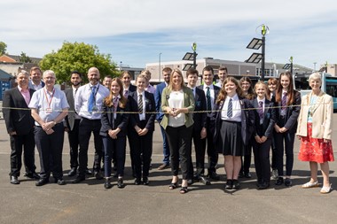 Charlton Students help open UK’s first off-grid bus station in Wellington 