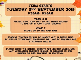 BACK TO SCHOOL REMINDERS